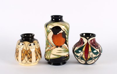 Lot 144 - Three Bird Vases by Moorcroft