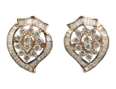 Lot A pair of 18ct yellow gold and diamond “Ballerina” style earrings
