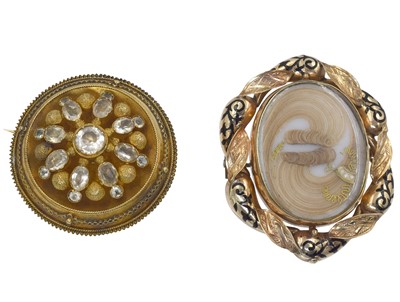 Lot 143 - Two Victorian gold-tone brooches
