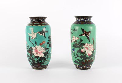 Lot 82 - A Pair of Early 20th Century Chinese Cloisonne Enamel Vases
