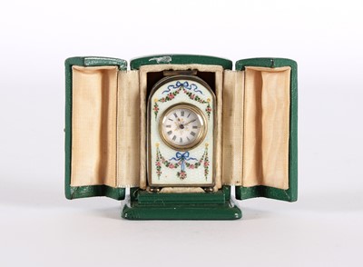 Lot 114 - An Early 20th Century Swiss Silver and Guilloche Enamel Miniature Timepiece