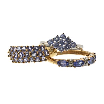 Lot 86 - Three 9ct gold tanzanite rings