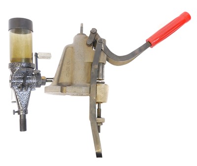 Lot 877 - Lyman 450 Lube sizer with nine various dies....