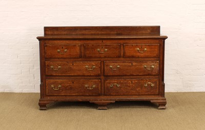 Lot 211 - A George III North Country Oak and Mahogany Crossbanded Mule Chest