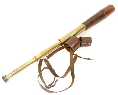 Lot 282 - Ross leather and brass field telescope,...