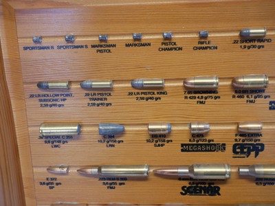 Lot 711 - Lapua Cartridge display board, with inert...