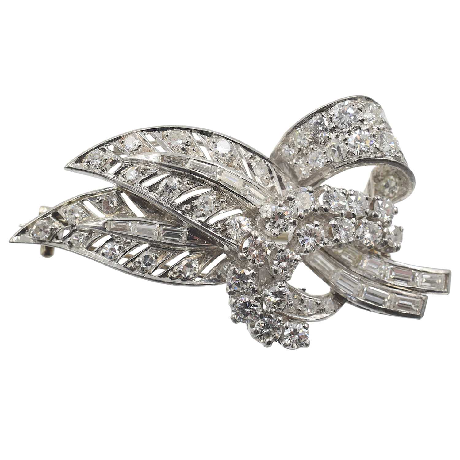 Lot A 1950's platinum and diamond spray brooch