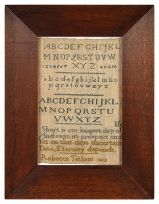 Lot 278 - A Regency Quaker Sampler Worked by Rebecca Tatham and Dated 1812