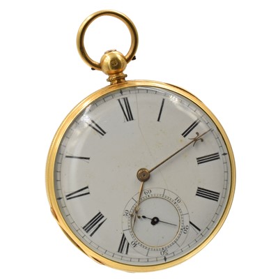 Lot 206 - An 18ct gold open-faced pocket watch by James Hornby, Liverpool