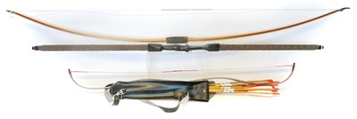 Lot 844 - Three assorted bows and quantity of arrows