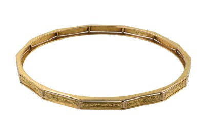 Lot A 9ct yellow gold bangle