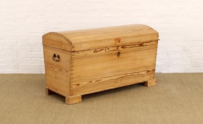 Lot 218 - A Late Victorian Domed Waxed Pine Blanket Chest
