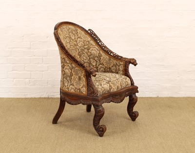 Lot 253 - A Late 19th/Early 20th Century Anglo-Indian Carved Rosewood Armchair