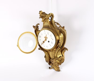 Lot 170 - A 19th Century French Cast and Gilt Brass Cartel Wall Clock