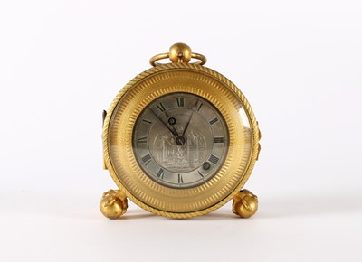 Lot 162 - A Small 19th Century Gilt Brass Travelling or Bedside Clock