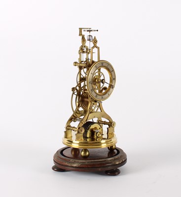 Lot 160 - A Late 19th Century Gilt Brass Skeleton Clock