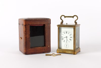 Lot 157 - A Late 19th Century Gilt Brass Repeater Carriage Clock