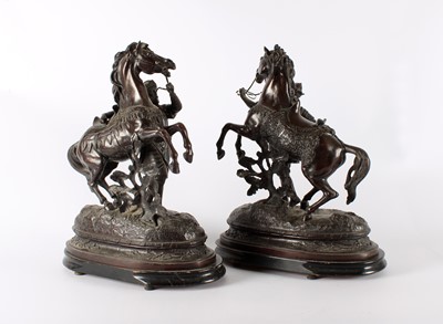 Lot 154 - A Large Pair of 20th Century Patinated Spelter Figure Groups