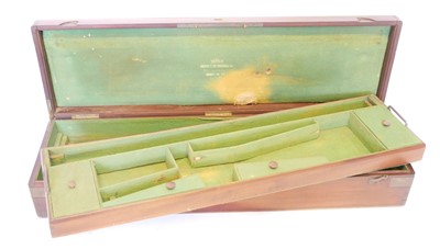 Lot 792 - Mahogany gun case, to fit a single double...