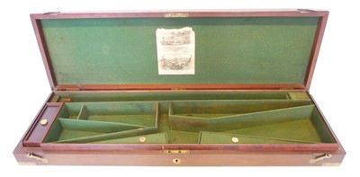 Lot 795 - Tipping Lawden mahogany gun case, green lining...