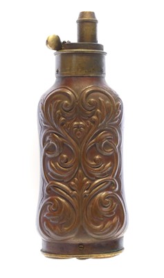 Lot 710 - Three-way powder flask, with copper body...