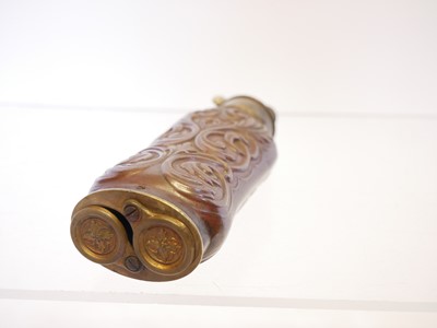 Lot 710 - Three-way powder flask, with copper body...