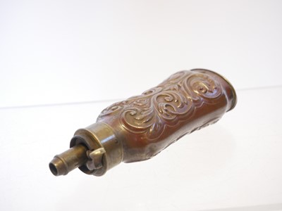 Lot 710 - Three-way powder flask, with copper body...