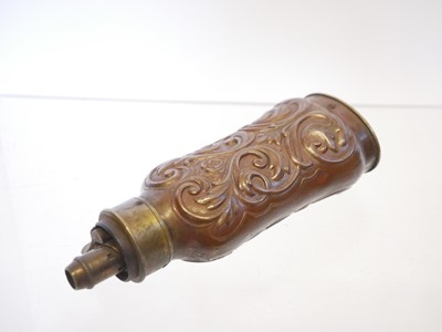 Lot 710 - Three-way powder flask, with copper body...