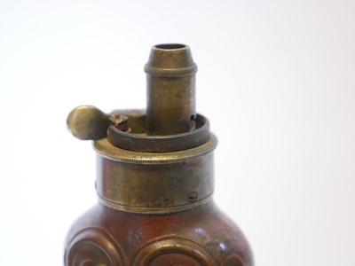Lot 710 - Three-way powder flask, with copper body...