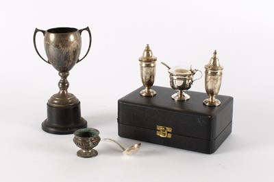 Lot 47 - A George VI Silver Trophy and an Elizabeth II Silver Cruet Set