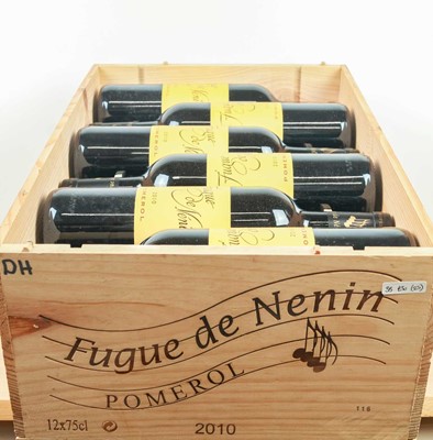 Lot 19 - 12 bottles in OWC Fugue de Nenin (2nd Wine of Chateau Nenin Grand Vin) Pomerol 2010