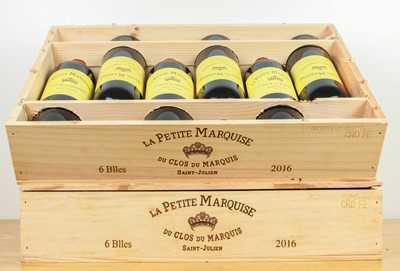 Lot 58 - 12 bottles in two x 6 OWC’s La Petite Marquise du Clos du Marquis St Julen 2016