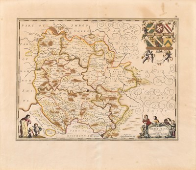 Lot 207 - Jan Jansson (Dutch 1588-1664): 'Herefordia Comitatus Vernacule - Herefordshire' map