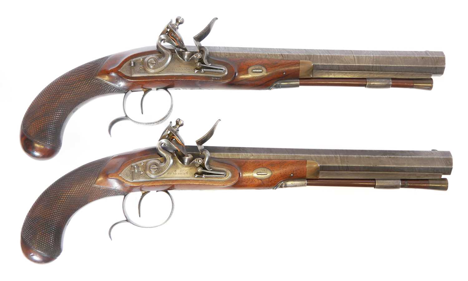 Lot 6 - Fine pair of 30 bore flintlock duelling...