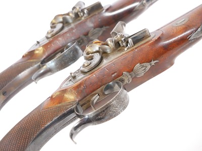 Lot 6 - Fine pair of 30 bore flintlock duelling...