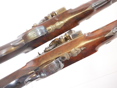 Lot 6 - Fine pair of 30 bore flintlock duelling...