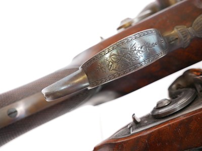 Lot 6 - Fine pair of 30 bore flintlock duelling...