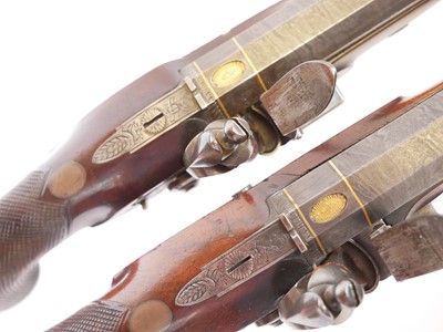 Lot 6 - Fine pair of 30 bore flintlock duelling...