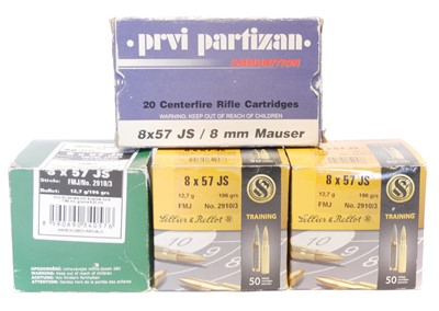 Lot 756 - 8x57 JS Mauser ammunition, 137 rounds by...