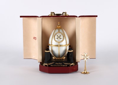 Lot An 'Order of St. John' Silver Gilt and Enamel Limited Edition Egg by Sarah Fabergé