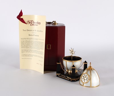 Lot An 'Order of St. John' Silver Gilt and Enamel Limited Edition Egg by Sarah Fabergé