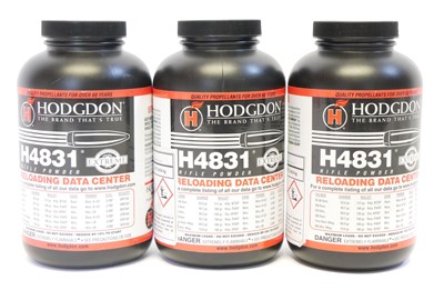 Lot 893 - Hodgdon H4831 three full 1lb tubs, (seals...