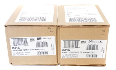 Lot 745 - Hornady .222 ammunition, 360 rounds with 50...