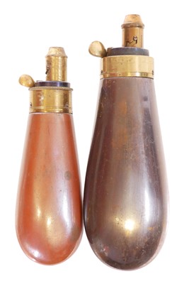 Lot 698 - Two 120 bore revolver powder flasks, un-marked,...