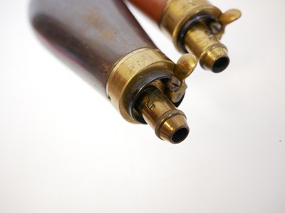 Lot 698 - Two 120 bore revolver powder flasks, un-marked,...