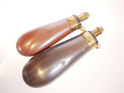 Lot 698 - Two 120 bore revolver powder flasks, un-marked,...