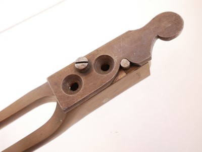 Lot 701 - 120 bore double cavity bullet mould, brass and...