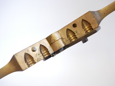 Lot 701 - 120 bore double cavity bullet mould, brass and...