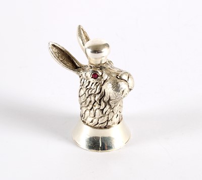 Lot 53 - A Novelty Silver Plated 'Rabbit's Head' Scent Bottle