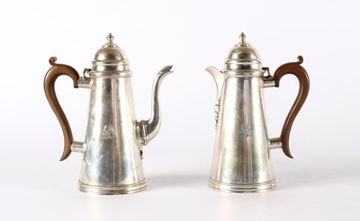 Lot 34 - A Pair of George V Silver Coffee and Chocolate Pots in the Georgian Taste